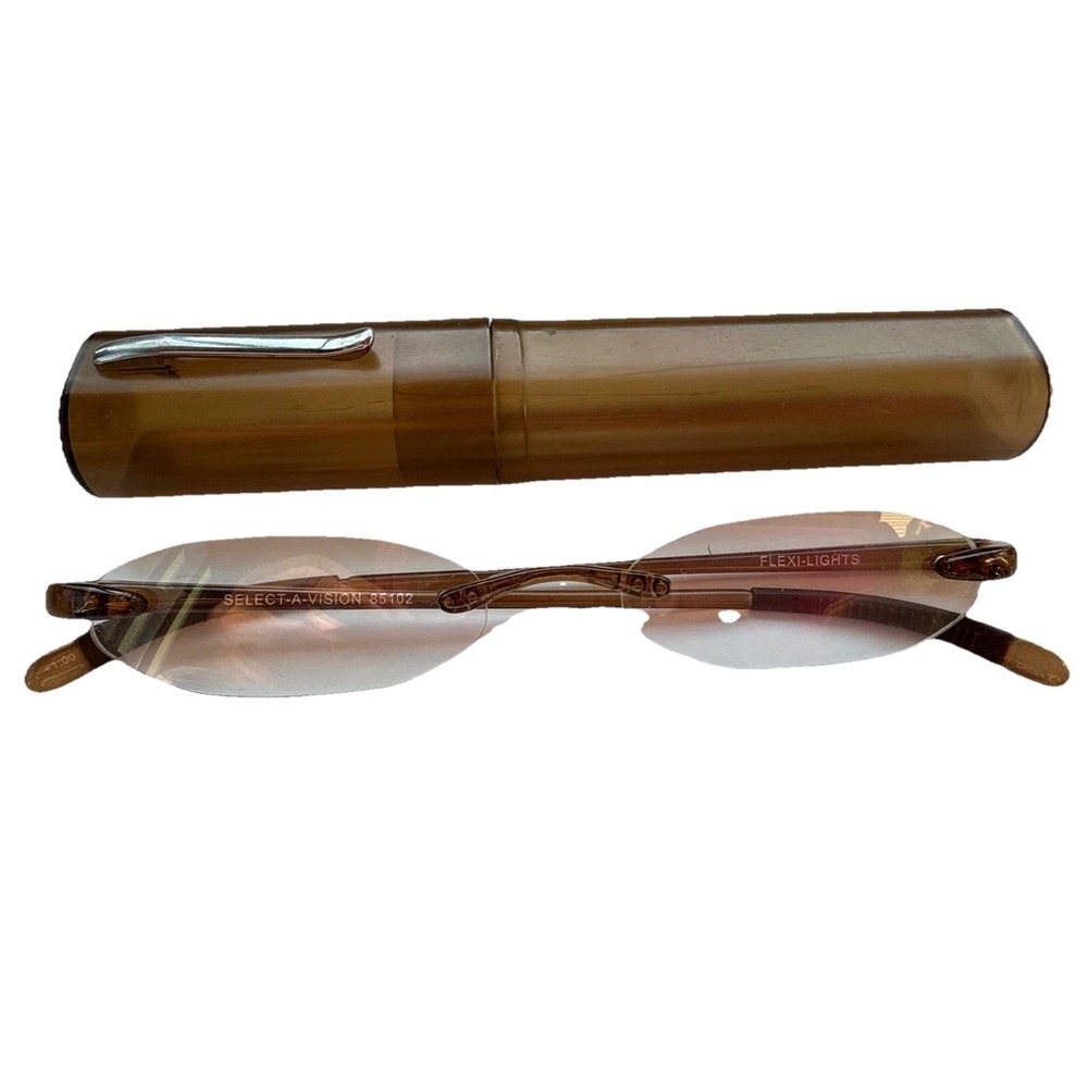 Select-A-Vision Flexi Lights Rimless Unisex Readers, Demi Brown, +1.00 w/case